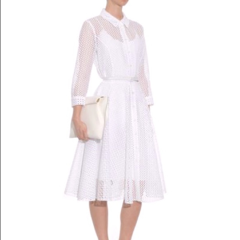 Oscar de la Renta Anglaise Shirtdress XS/0 White